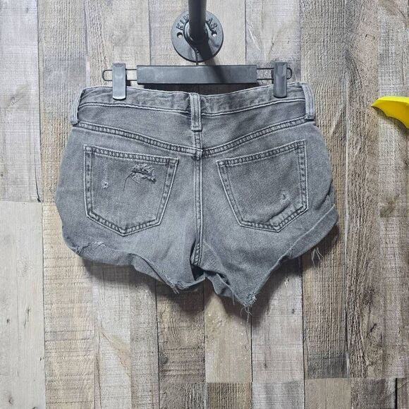 We The Free People Romeo Distressed Grey Button Fly Shorts - Picture 3 of 5